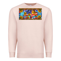 Pale Pink bison amerıcan flag  license plate template Premium Sweatshirt - BarkalooDesign