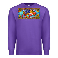 Purple bison amerıcan flag  license plate template Premium Sweatshirt - BarkalooDesign