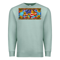 Seafoam bison amerıcan flag  license plate template Premium Sweatshirt - BarkalooDesign