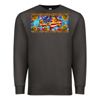 Smoke bison amerıcan flag  license plate template Premium Sweatshirt - BarkalooDesign