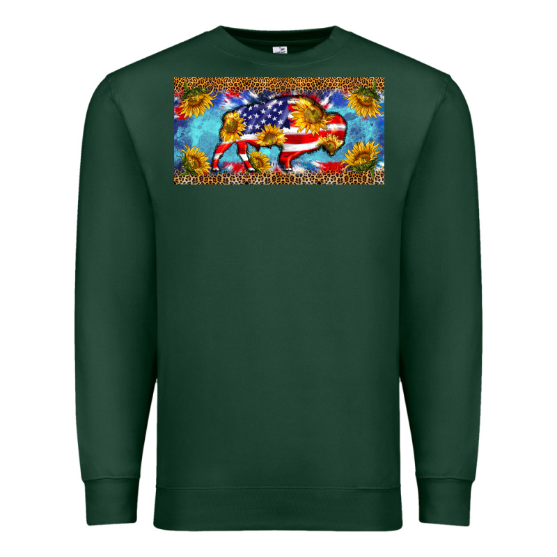 Bison Amerıcan Flag  License Plate Template Premium Sweatshirt by BarkalooDesign | Teevron