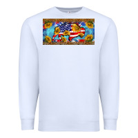 White bison amerıcan flag  license plate template Premium Sweatshirt - BarkalooDesign
