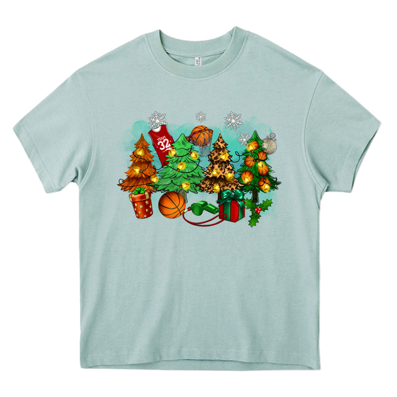 Christmas Trees With Basketball Heavy Core Tee by Zillion Design Studio | Teevron