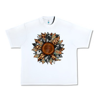 White cowhide leopard aztec sunflower Urban Heavy Tee - Artiststas