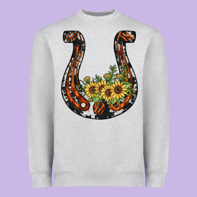 Horseshoe Sunflower Heavyweight Sweatshirt Designed By Jahusdesignshop