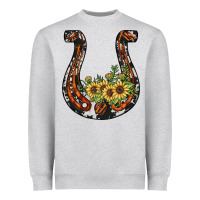 Heather Grey horseshoe sunflower Heavyweight Sweatshirt - JahusDesignShop