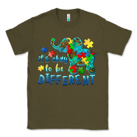 Army Green it's okay to be different elephant autism awareness Classic Tee - BarkalooDesign