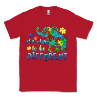 Red it's okay to be different elephant autism awareness Classic Tee - BarkalooDesign