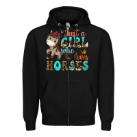 Black just a girl who loves horses Zipper Hoodie - NancyCooperArtShop