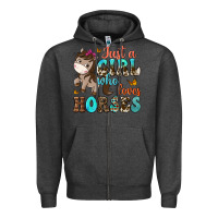 Charcoal Heather just a girl who loves horses Zipper Hoodie - NancyCooperArtShop