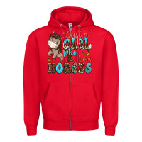 Red just a girl who loves horses Zipper Hoodie - NancyCooperArtShop