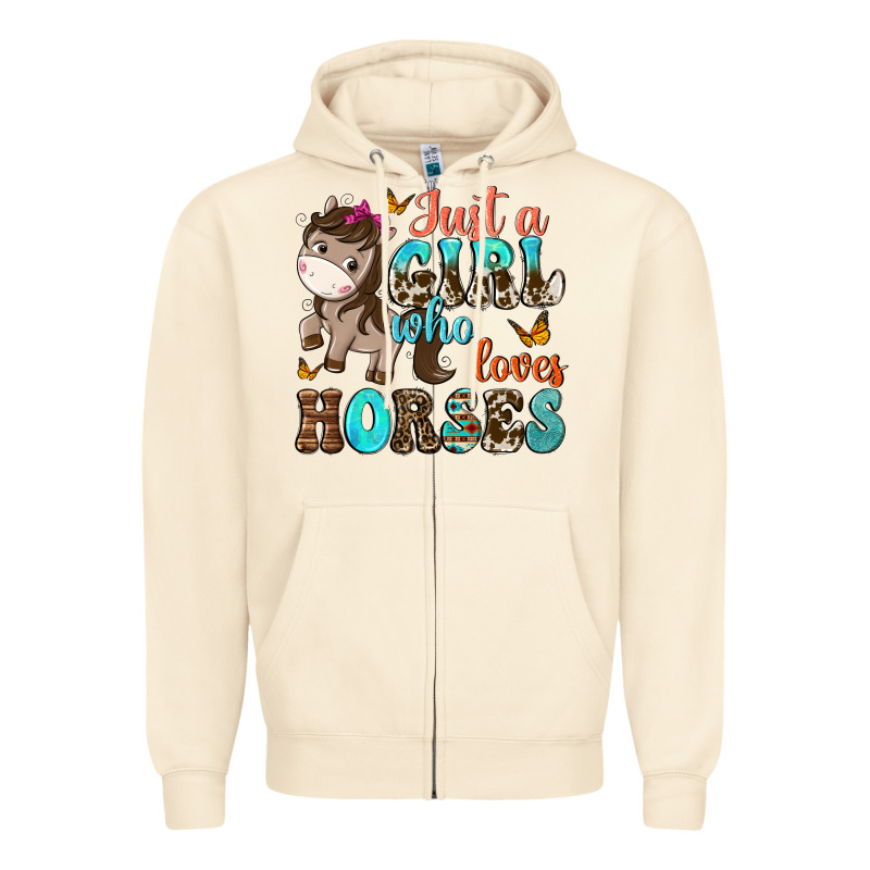 Just A Girl Who Loves Horses Zipper Hoodie by NancyCooperArtShop | Teevron