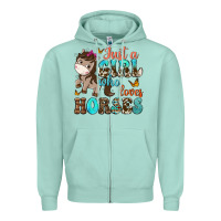 Seafoam just a girl who loves horses Zipper Hoodie - NancyCooperArtShop