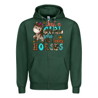 Sports Green just a girl who loves horses Zipper Hoodie - NancyCooperArtShop