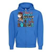 True Royal just a girl who loves horses Zipper Hoodie - NancyCooperArtShop
