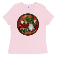 Bubblegum Pink Gnome Truck Christmas Ladies Tee - RanaPortraitStore