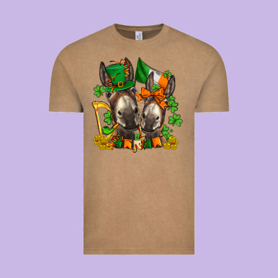 St Patricks Donkeys With  Shamrocks Vintage Tee Designed By Adodesignshop