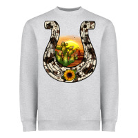 Heather Grey horseshoe sunset Heavyweight Sweatshirt - JahusDesignShop