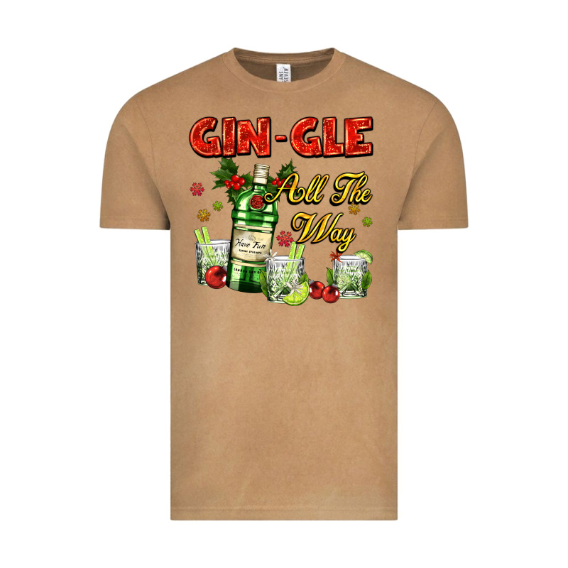Gin`gle All The Way With Bottle And Cocktails Vintage Tee by AdoDesignShop | Teevron