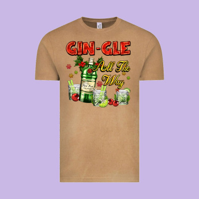 Gin`gle All The Way With Bottle And Cocktails Vintage Tee Designed By Adodesignshop