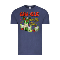 Vintage Denim gin`gle all the way with bottle and cocktails Vintage Tee - AdoDesignShop
