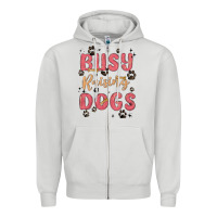 Dove Grey busy raising dogs Zipper Hoodie - MaliasSmallBusiness