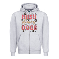 Heather Grey busy raising dogs Zipper Hoodie - MaliasSmallBusiness