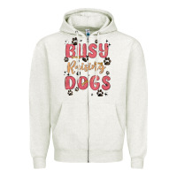 Oatmeal Heather busy raising dogs Zipper Hoodie - MaliasSmallBusiness