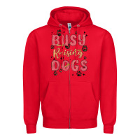 Red busy raising dogs Zipper Hoodie - MaliasSmallBusiness