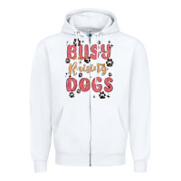 White busy raising dogs Zipper Hoodie - MaliasSmallBusiness