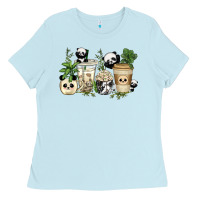 Baby Blue panda coffee cups Ladies Tee - texasbilliewilder