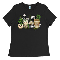 Black panda coffee cups Ladies Tee - texasbilliewilder