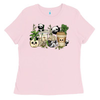 Bubblegum Pink panda coffee cups Ladies Tee - texasbilliewilder