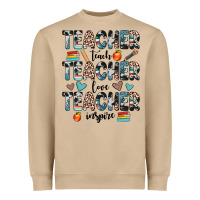 Teacher Teach Love Inspire Heavyweight Sweatshirt | Teevron