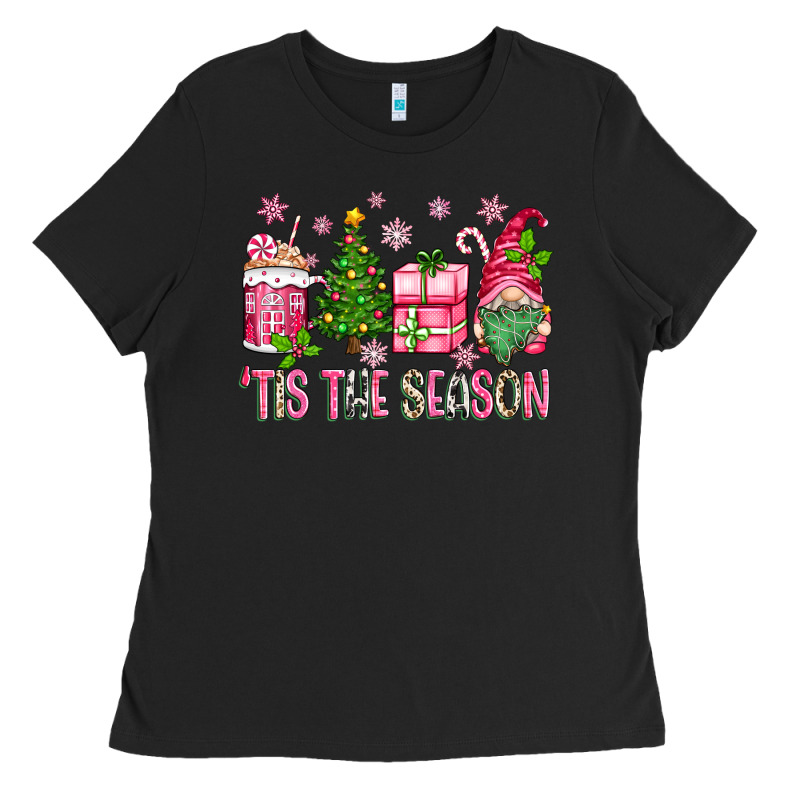Pink Christmas 'tis The Season Gnome Ladies Tee by Zillion Design Studio | Teevron