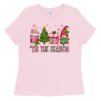 Bubblegum Pink pink christmas 'tis the season gnome Ladies Tee - Zillion Design Studio