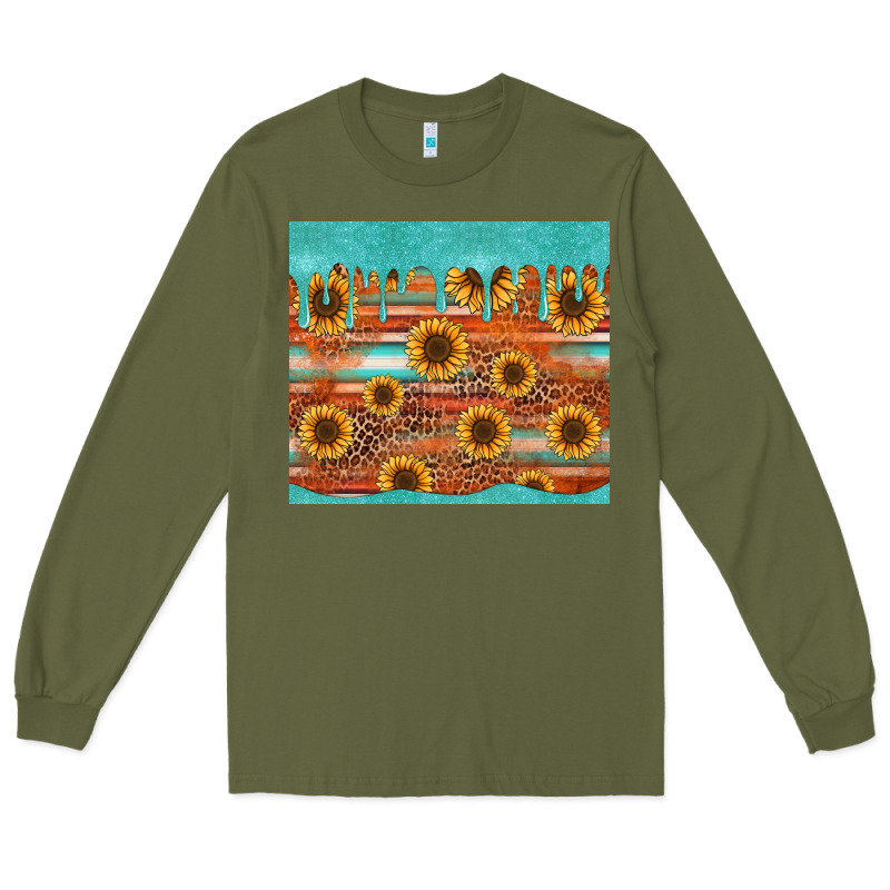 Turquoise Leopard Distressed Serape Background Tumbler Long Sleeve Tee by Jasminsmagicworld | Teevron