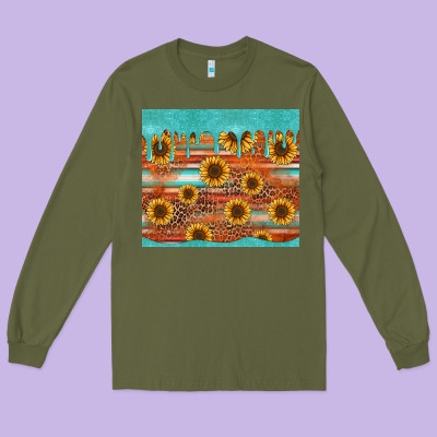 Turquoise Leopard Distressed Serape Background Tumbler Long Sleeve Tee Designed By Jasminsmagicworld