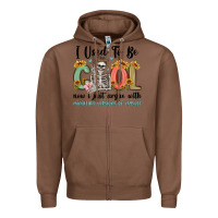 Chestnut i used to be cool now i just argue with miniature Zipper Hoodie - MaliasSmallBusiness