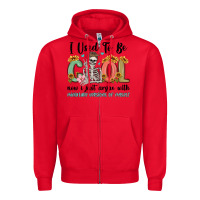 Red i used to be cool now i just argue with miniature Zipper Hoodie - MaliasSmallBusiness
