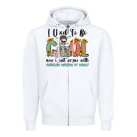 White i used to be cool now i just argue with miniature Zipper Hoodie - MaliasSmallBusiness