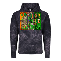 Cloud Black irish flag with shamrocks  dead inside but lucky Vintage Hoodie - AdoDesignShop