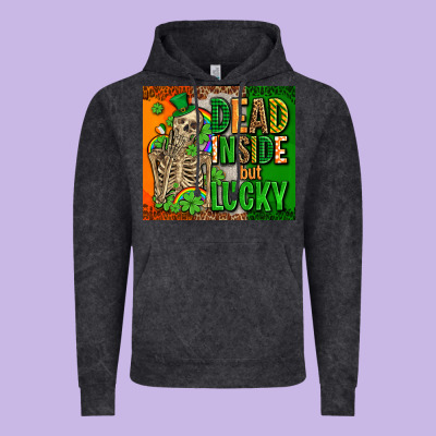 Irish Flag With Shamrocks  Dead Inside But Lucky Vintage Hoodie Designed By Adodesignshop