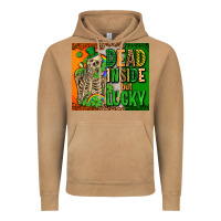 Vintage Camel irish flag with shamrocks  dead inside but lucky Vintage Hoodie - AdoDesignShop