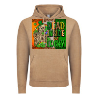 Vintage Coffee irish flag with shamrocks  dead inside but lucky Vintage Hoodie - AdoDesignShop
