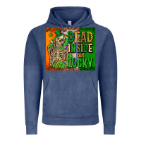 Vintage Denim irish flag with shamrocks  dead inside but lucky Vintage Hoodie - AdoDesignShop