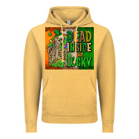 Vintage Mustard irish flag with shamrocks  dead inside but lucky Vintage Hoodie - AdoDesignShop