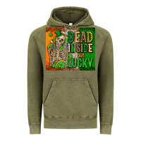 Vintage Olive irish flag with shamrocks  dead inside but lucky Vintage Hoodie - AdoDesignShop
