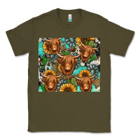 Army Green long haired shaggy cow western Classic Tee - Jasminsmagicworld