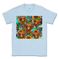 Dusty Blue long haired shaggy cow western Classic Tee - Jasminsmagicworld